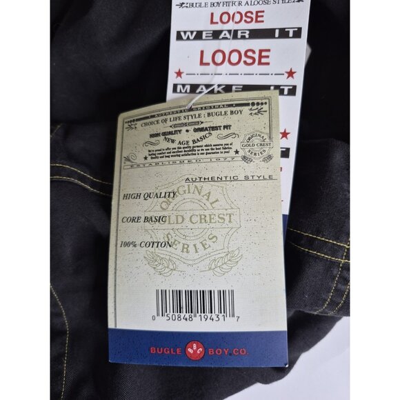 VTG Bugle Boy Long Sleeve Metal Button Up Black Western Shirt Men's Sz L NEW - Picture 5 of 13